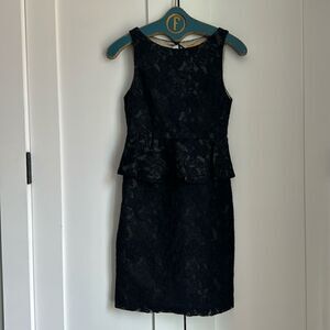 Alice + Olivia Josephine Black Silk Lace Peplum Cocktail Dress size 6